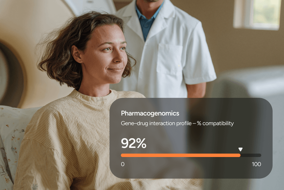 Patient Viewing Genomic Data - Longevity Webflow Template | Brix Templates