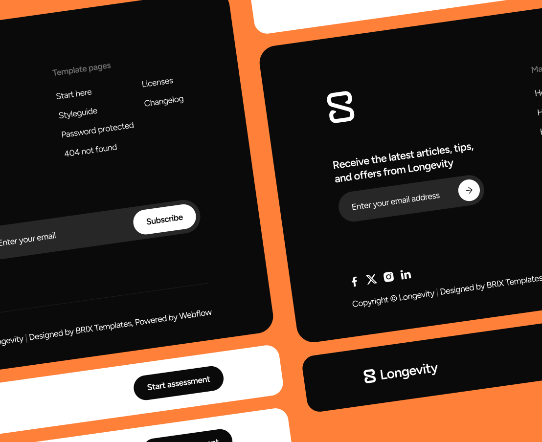 Longevity - 3 Headers Footers -  Longevity Center Webflow Template | BRIX Template