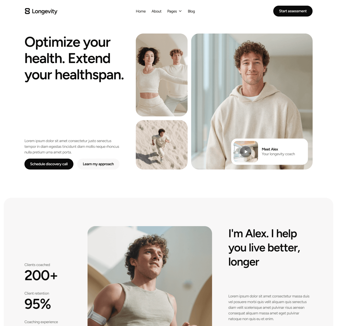 Longevity - Home V2 Hero Page - Longevity Center Webflow Template