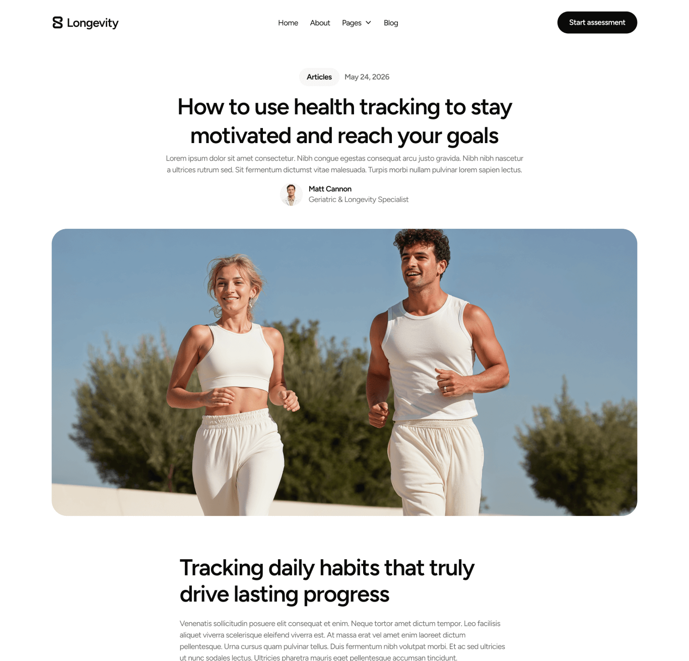 Longevity - Blog Post Hero Page - Longevity Center Webflow Template
