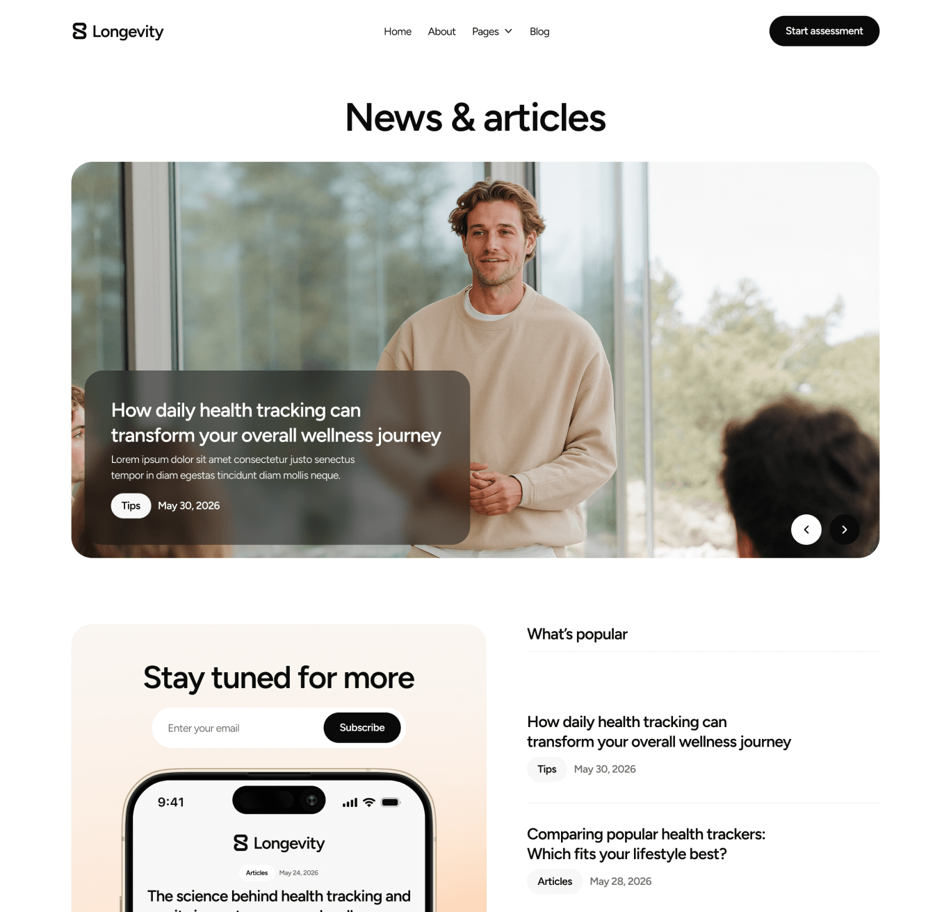 Longevity - Blog V2 Hero Page - Longevity Center Webflow Template