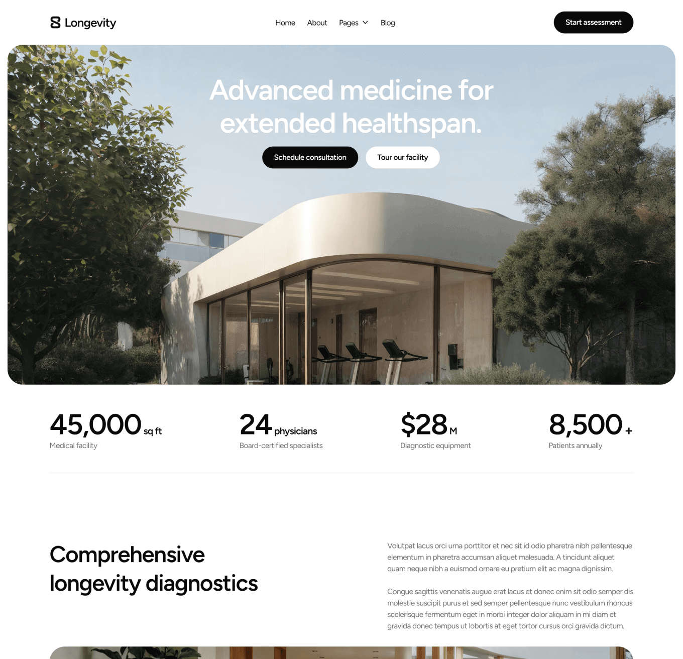 Longevity - Home V3 Hero Page - Longevity Center Webflow Template