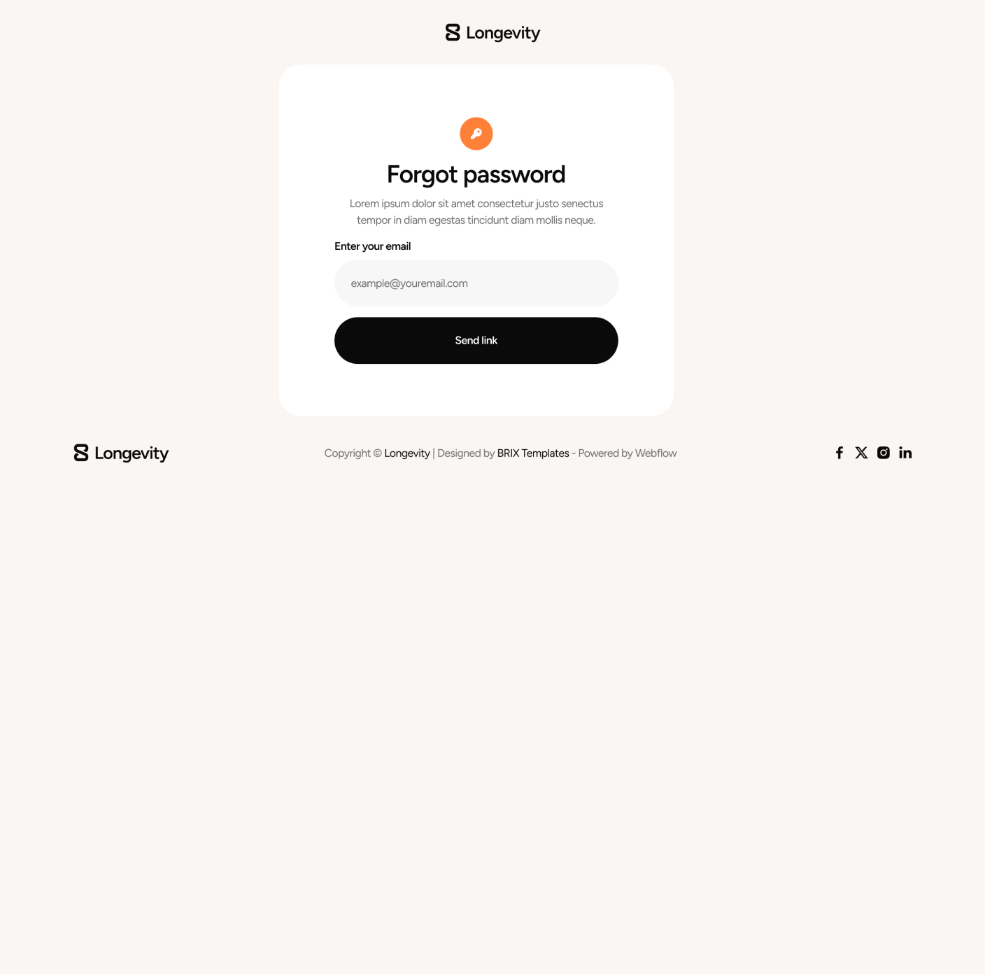 Longevity - Forgot Password Main Page - Longevity Center Webflow Template | BRIX Template