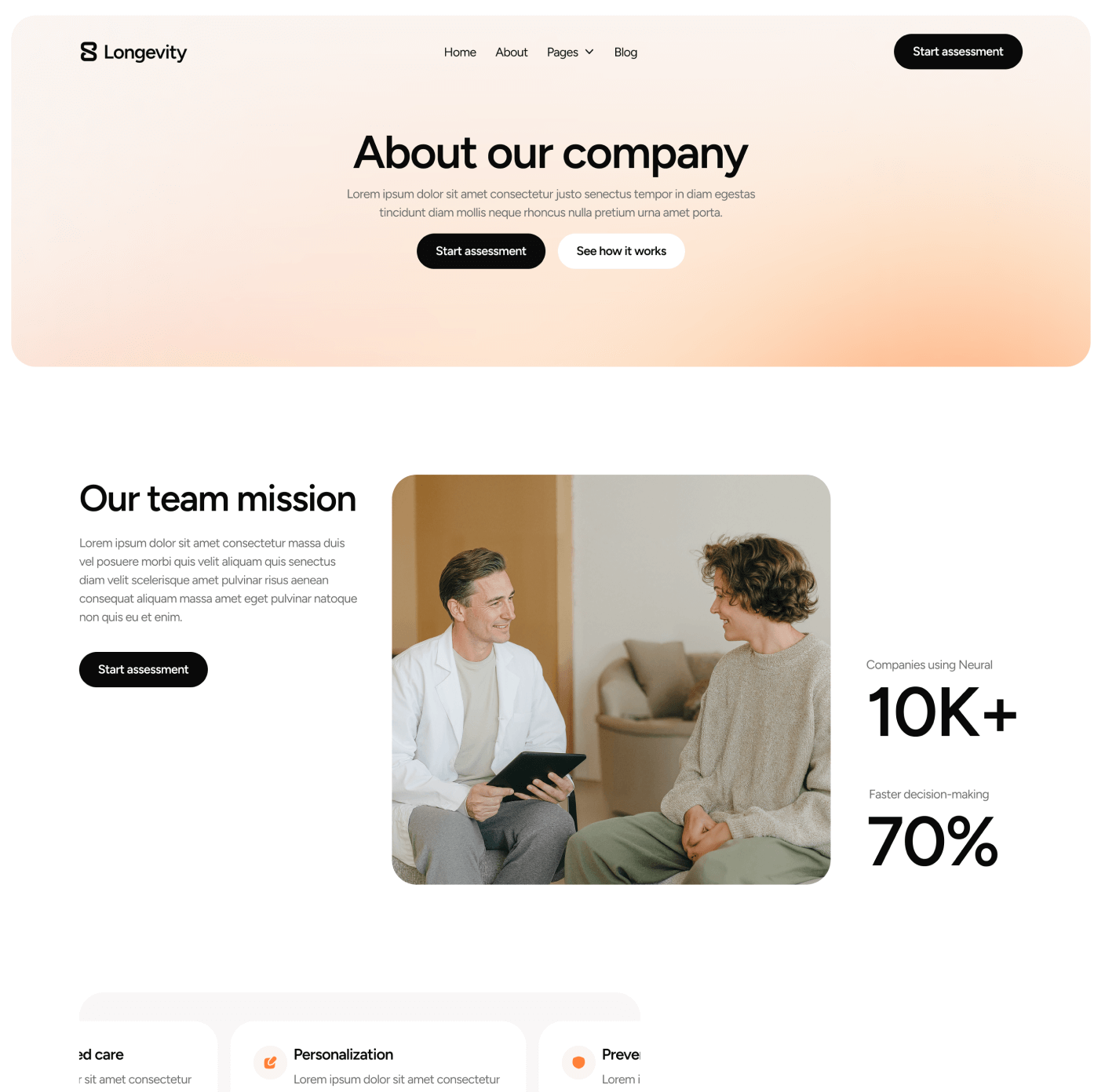 Longevity - About Main Page - Longevity Center Webflow Template | Brix Templates