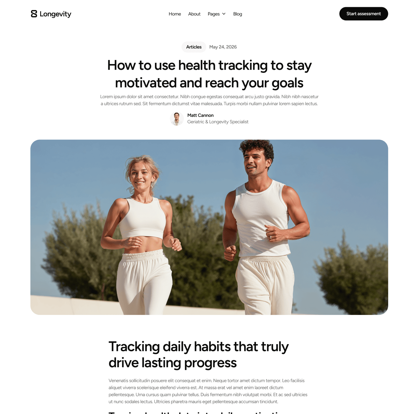 Longevity - Blog Post Main Page - Longevity Center Webflow Template | BRIX Template