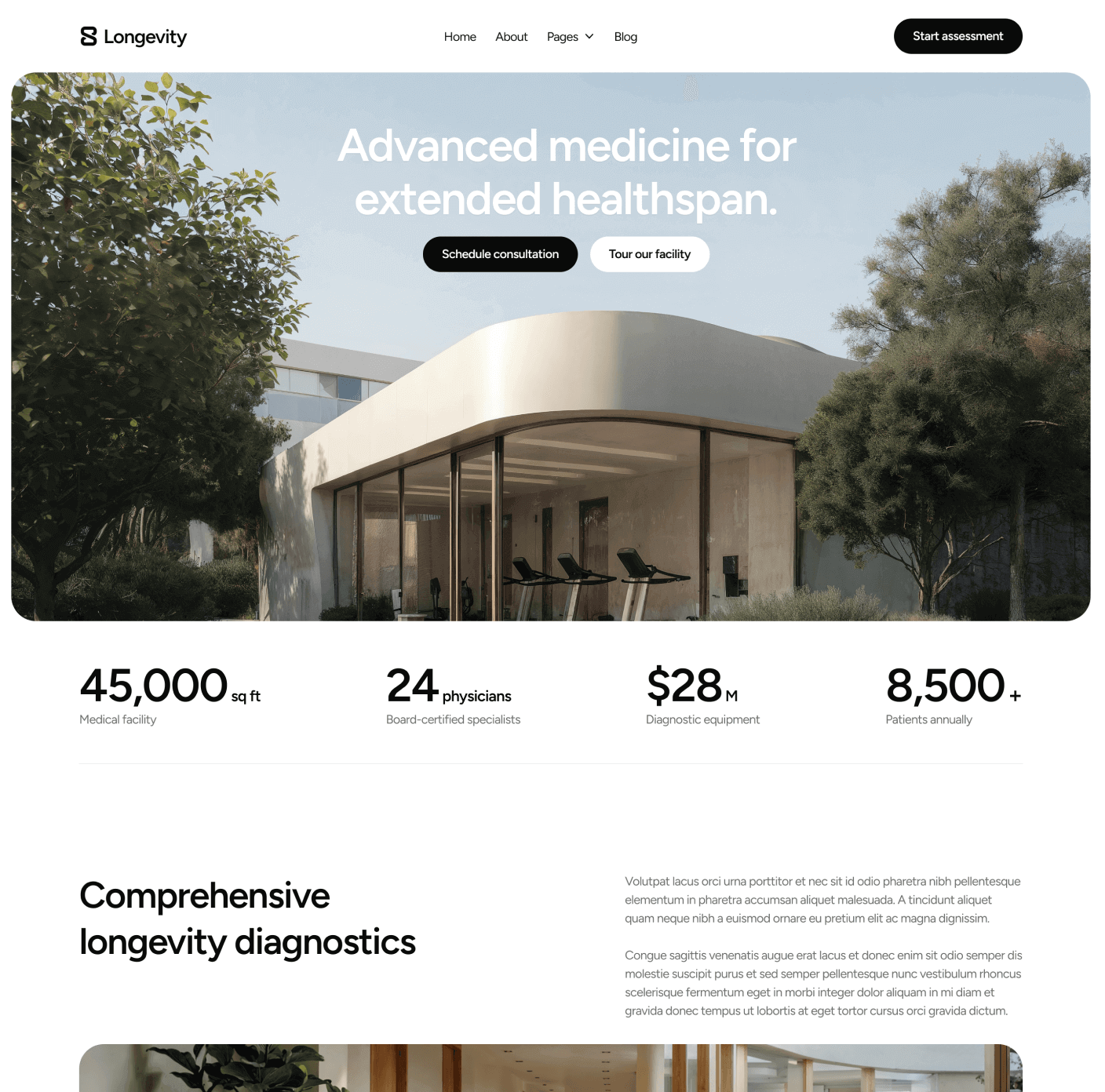 Longevity - Home V3 Main Page - Longevity Center Webflow Template | BRIX Template