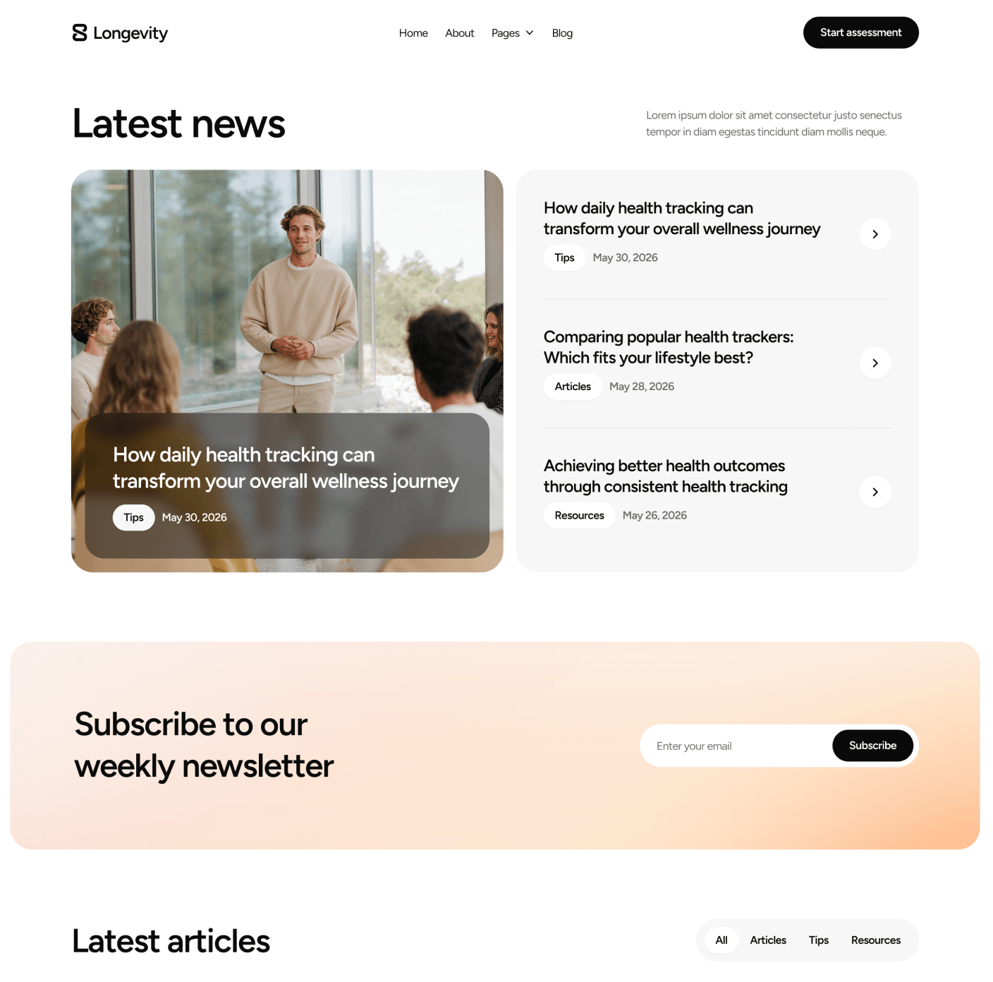 Longevity - Blog V1 Main Page - Longevity Center Webflow Template | BRIX Template