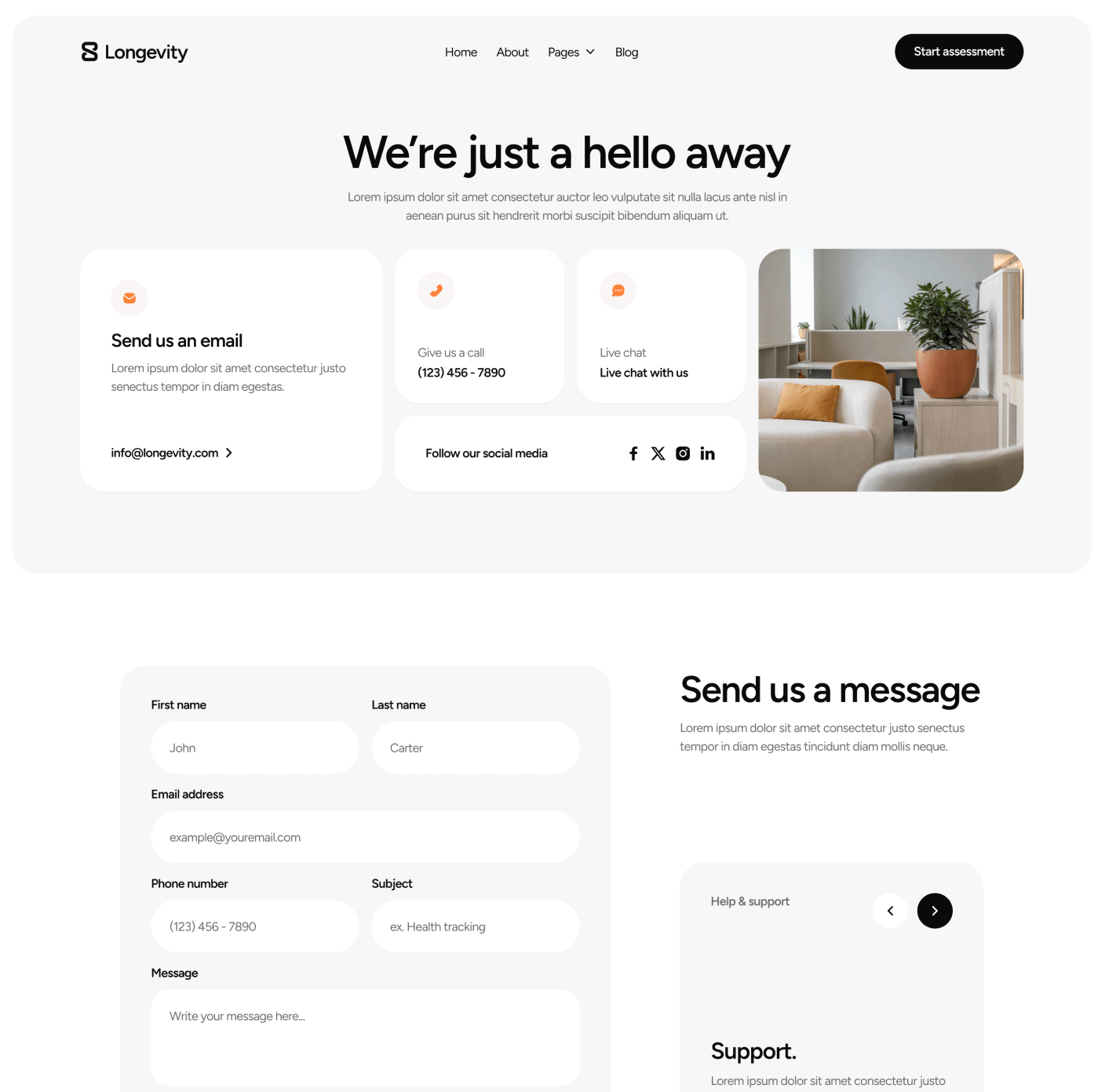 Longevity - Contact V2 Main Page - Longevity Center Webflow Template | BRIX Template