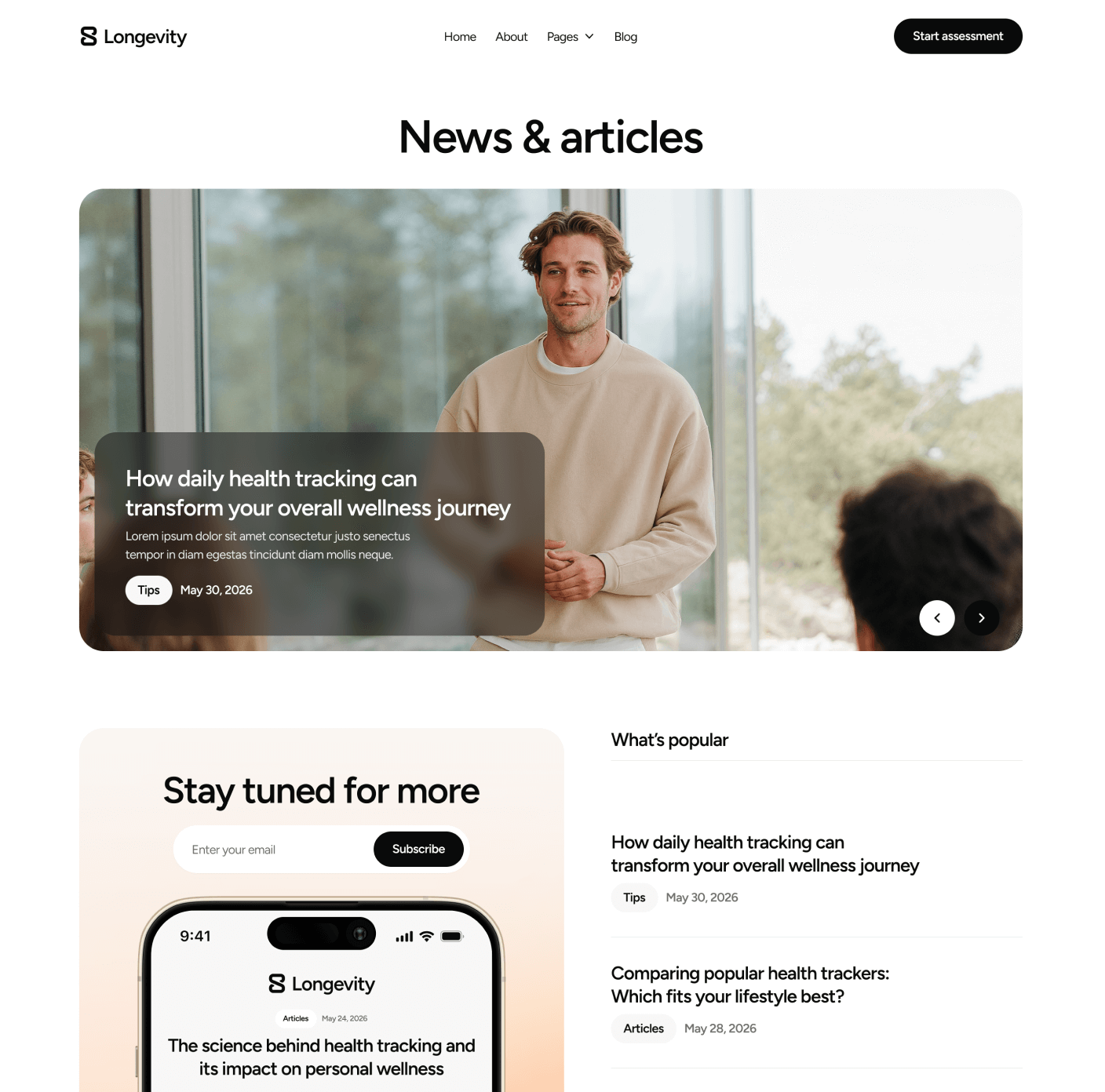 Longevity - Blog V2 Main Page - Longevity Center Webflow Template | BRIX Template