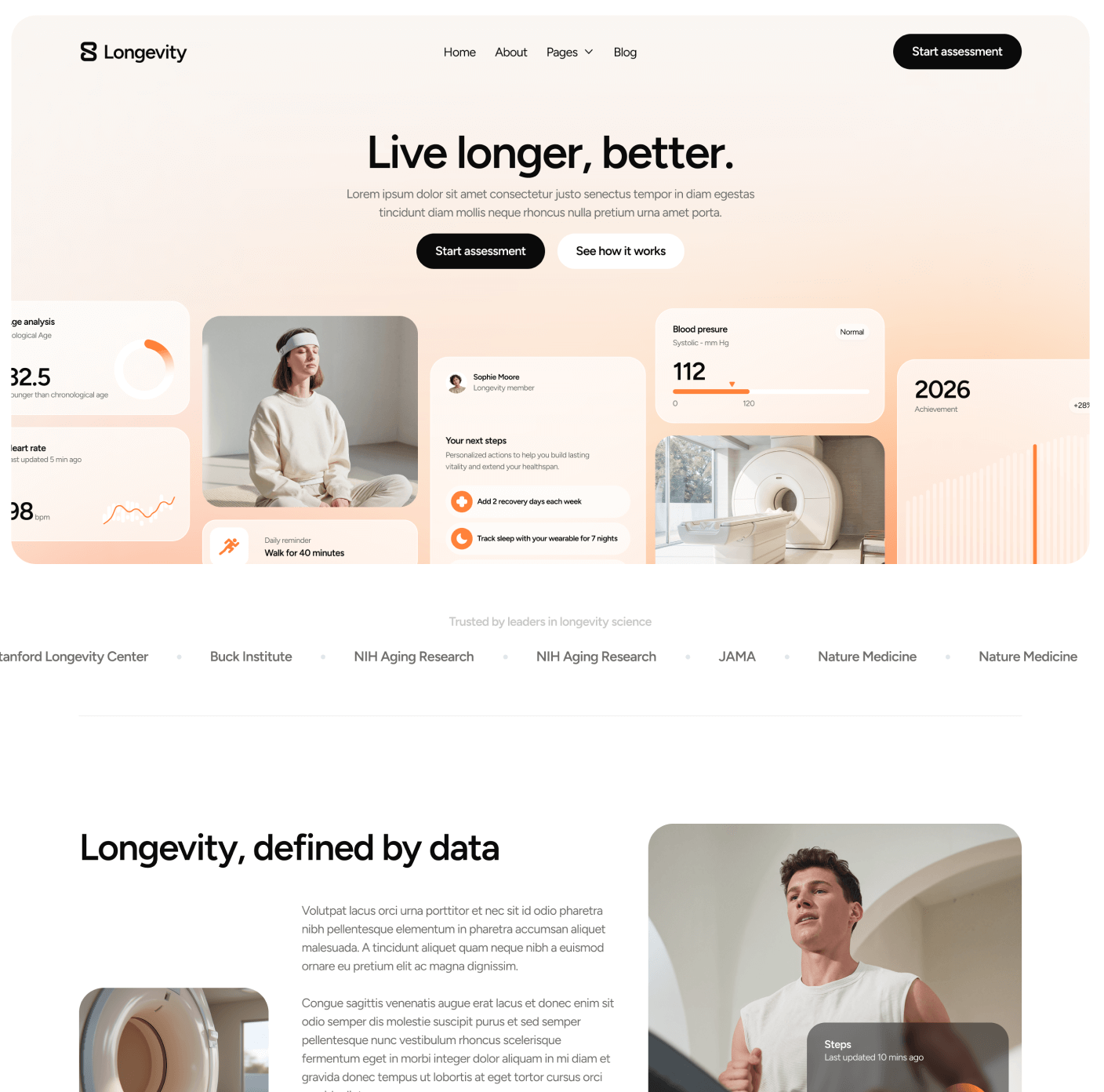 Longevity - Home V1 Main Page - Longevity Center Webflow Template | BRIX Template