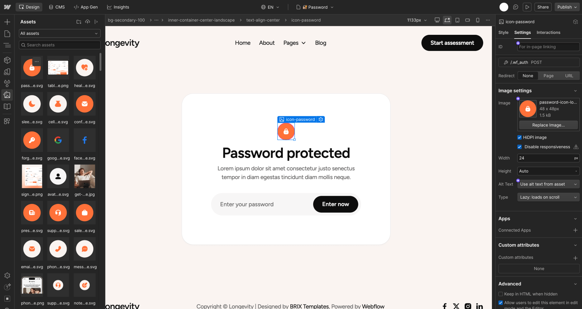 Icons and Graphics - Longevity Webflow Template | Brix Templates