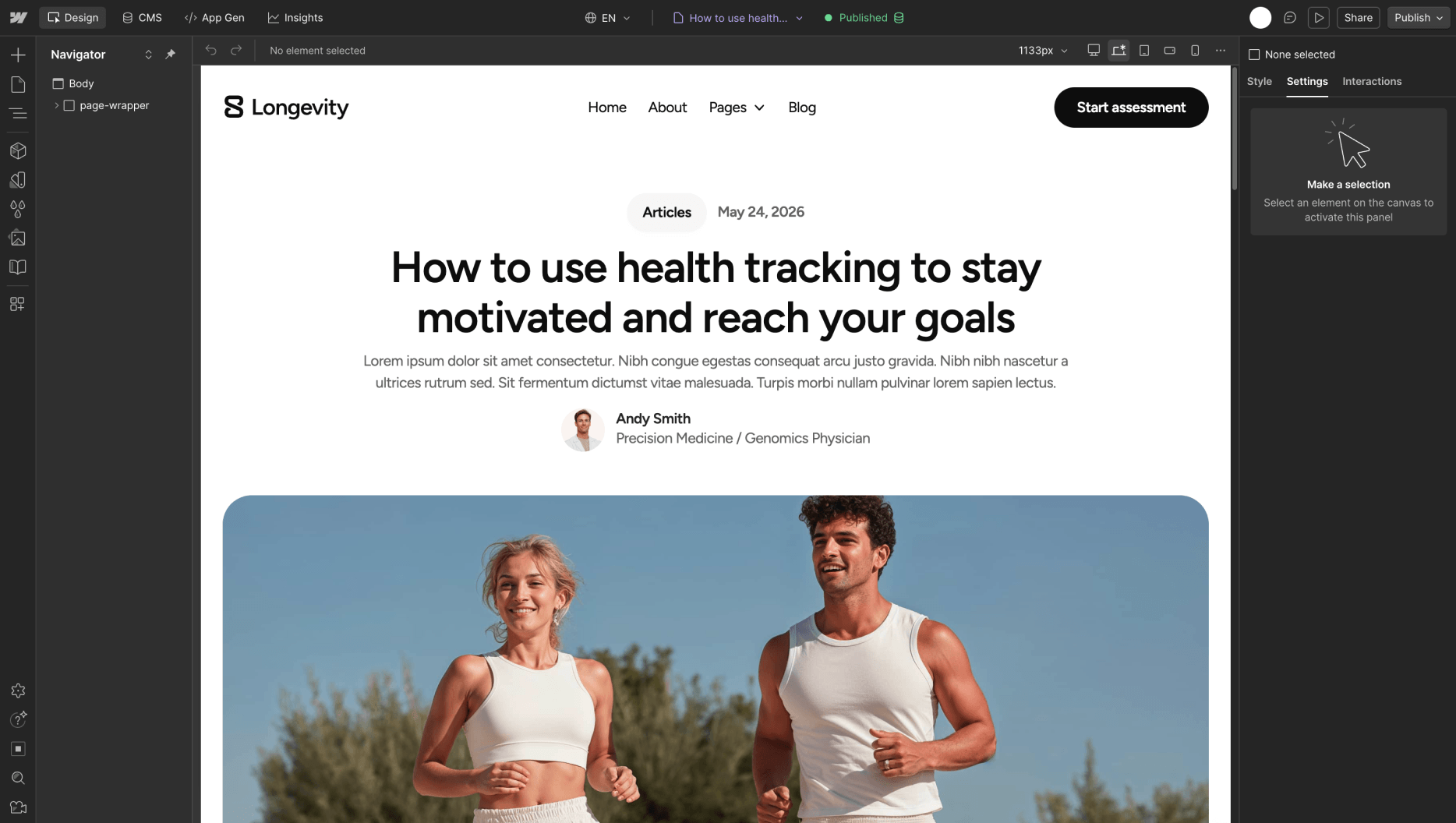 CMS Page - Longevity Webflow Template | Brix Templates