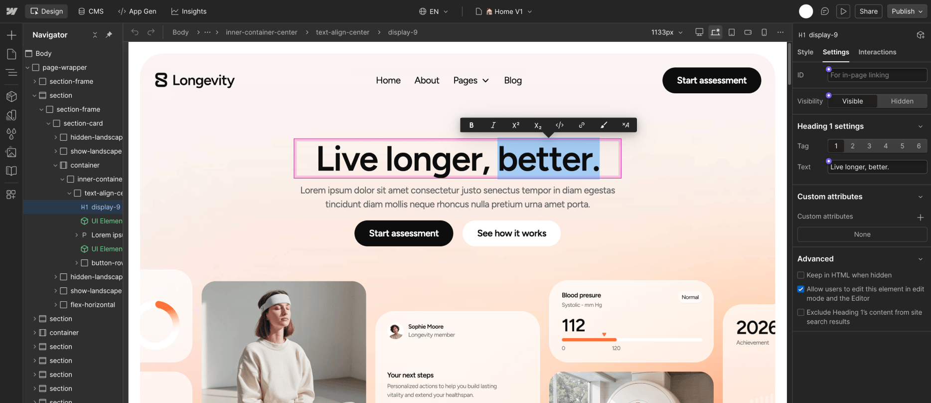 Static Content - Longevity Webflow Template | Brix Templates